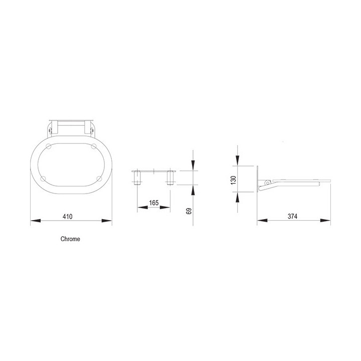 Siedzisko prysznicowe Ravak Ovo Chrome Clear, 41x37,5cm, składane, białe