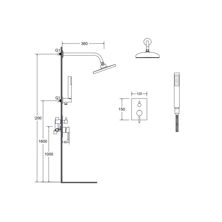 Bateria wannowa Besco Decco, natynkowa, wylewka 182mm, zestaw natryskowy, chrom