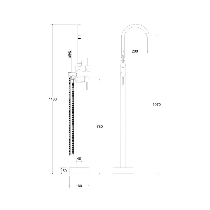 Bateria wolnostojąca Besco Decco I, wysokość 1055mm, chrom