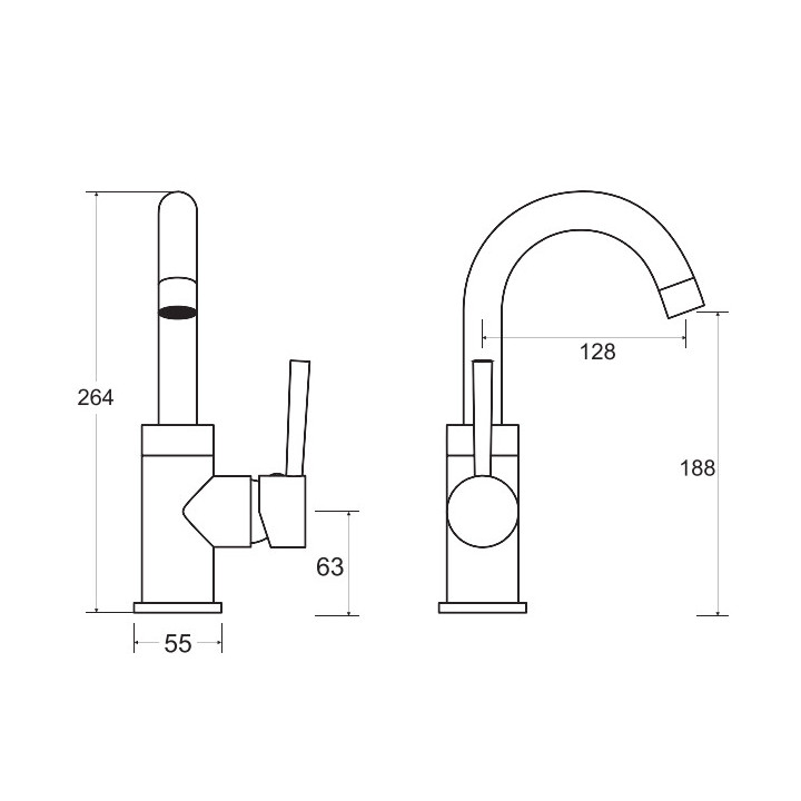 Bateria umywalkowa Besco Decco I, stojąca, wysokość 335mm, chrom