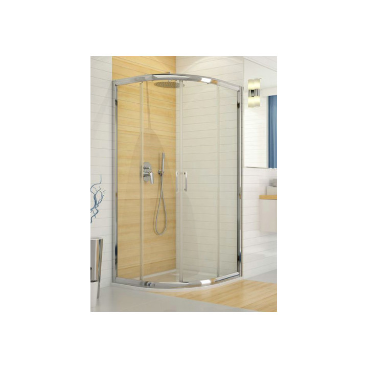 Kabina narożna półokrągła Sanplast KP4/TX5b-90-S, 90x90cm, szkło przejrzyste, profil srebrny błyszczący