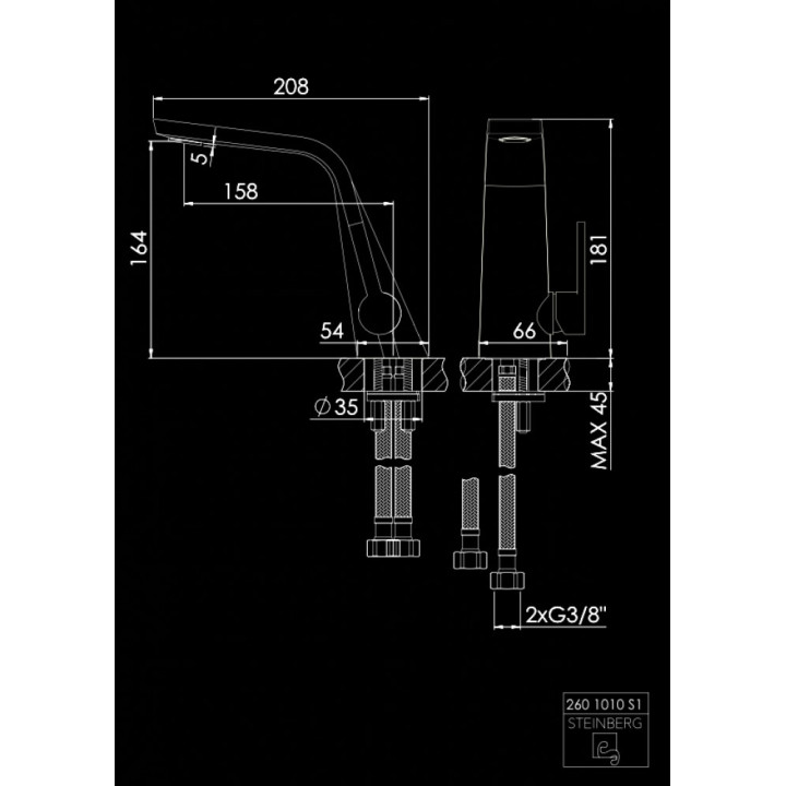 Bateria umywalkowa jednouchwytowa Steinberg 260 bez korka chrom