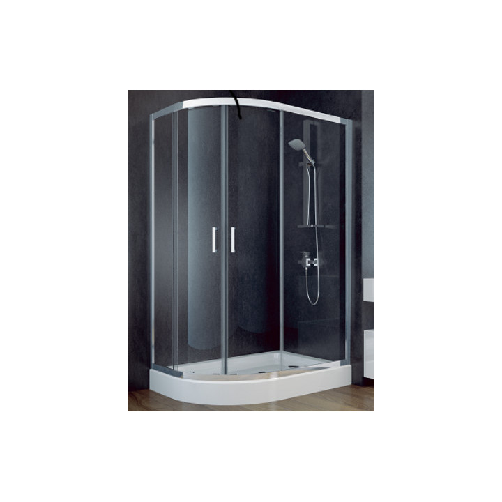 Kabina prysznicowa asymetryczna Besco Modern 185, 100x80cm, szkło przejrzyste, profil chrom