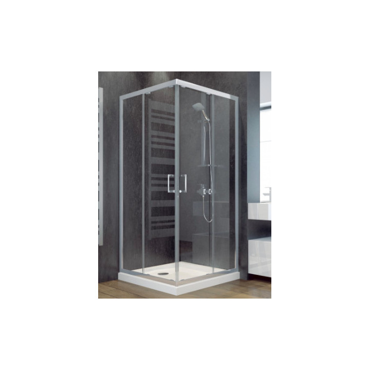 Kabina prysznicowa półokrągła Besco Modern 185, 80x80cm, szkło przejrzyste, profil chrom