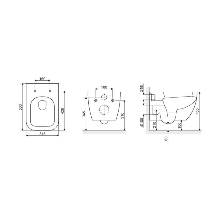 Umywalka nablatowa Excellent Actima Forka, 47,5x37,5cm, bez przelewu, biała
