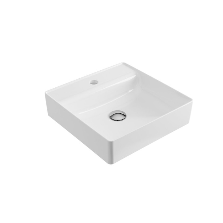 Umywalka nablatowa Excellent Rima 2.0, 40x40cm, kwadratowa, bez przelewu, otwór na baterię, biała