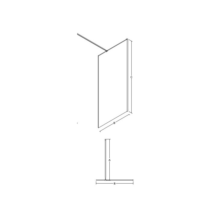 Panel boczny dla kabiny Besco Aveo, 30x195cm, szkło przejrzyste, profil chrom