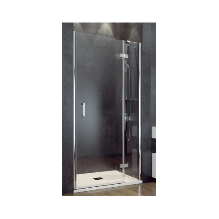 Kabina prysznicowa Walk In Besco Excea, 120x90cm, motyw kraty, profil czarny mat