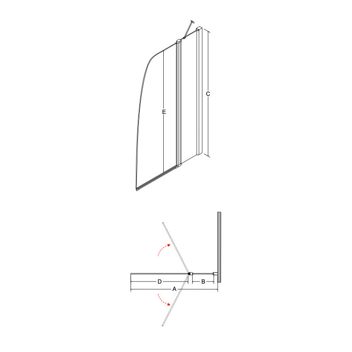 Parawan nawannowy Besco Lumix, 100x145cm, 2-skrzydłowy, szkło przejrzyste, profil chrom