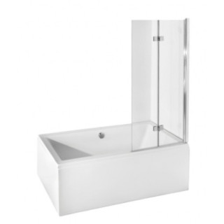 Parawan nawannowy Besco Lumix, 100x145cm, 2-skrzydłowy, szkło przejrzyste, profil chrom