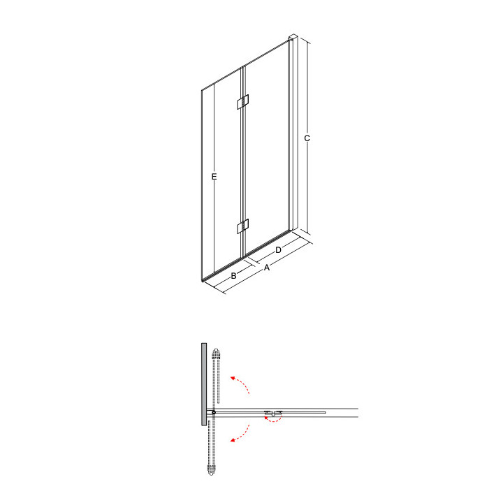 Parawan nawannowy Besco Lumix, 100x145cm, 2-skrzydłowy, szkło przejrzyste, profil chrom