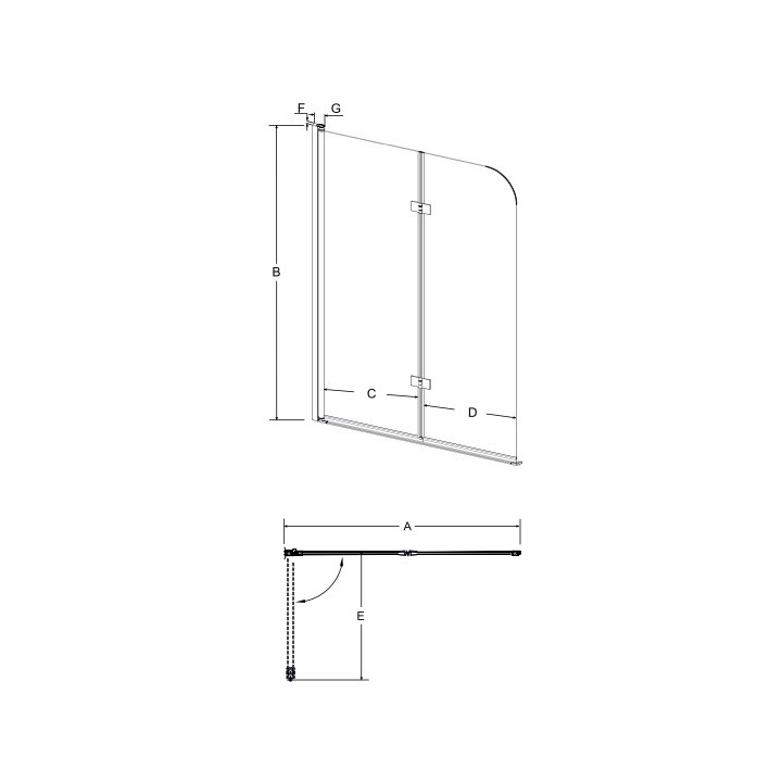 Parawan nawannowy Besco Prestigio, 80x150cm, 2-skrzydłowy, szkło przejrzyste, profil chrom