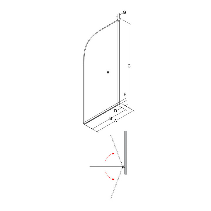 Parawan nawannowy Besco Prime 1, 70x140cm, 1-skrzydłowy, szkło przejrzyste, profil chrom