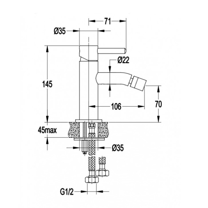 Bateria bidetowa Omnires Y złoto