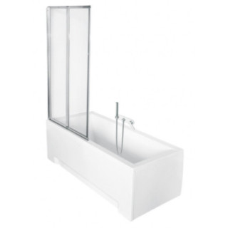 Parawan nawannowy Besco Ambition 2, 80,5x140cm, 2-skrzydłowy, szkło przejrzyste, profil chrom