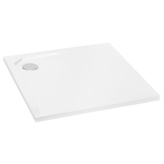 Brodzik półokrągły Besco Asco Ultraslim, 80x80cm, konglomeratowy, biały