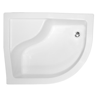 Brodzik asymentryczny Besco Saturn, 100x80cm, prawy, zintegrowana obudowa, akrylowy, biały