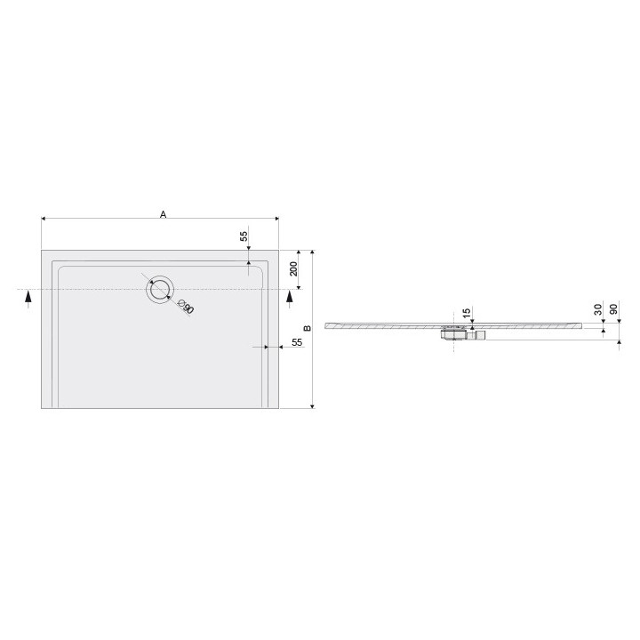 Brodzik prostokątny Sanplast Space Mineral B-M/SPACE 70x130x1,5 sy, szary łupek