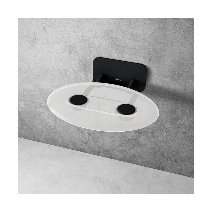 Siedzisko prysznicowe Ravak OVO-P Clear, 41x35cm, składane, czarne