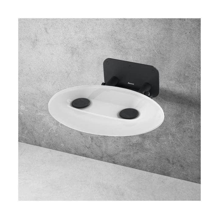 Siedzisko prysznicowe Ravak OVO-P Clear, 41x35cm, składane, czarne