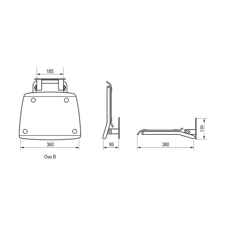 Siedzisko prysznicowe Ravak OVO-P II Clear, 41x35cm, składane, nierdzewny