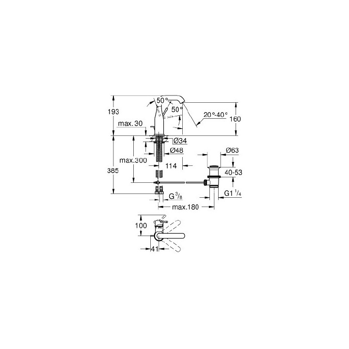 Bateria umywalkowa Grohe Essence stojąca, wys. 193 mm, jednootworowa, brushed cool sunrise