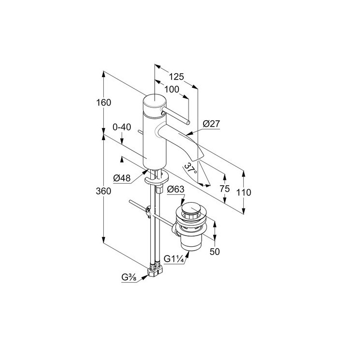 KLUDI BOZZ Bateria umywalkowa jednouchwytowa Kludi BOZZ, Eco Plus, chrom