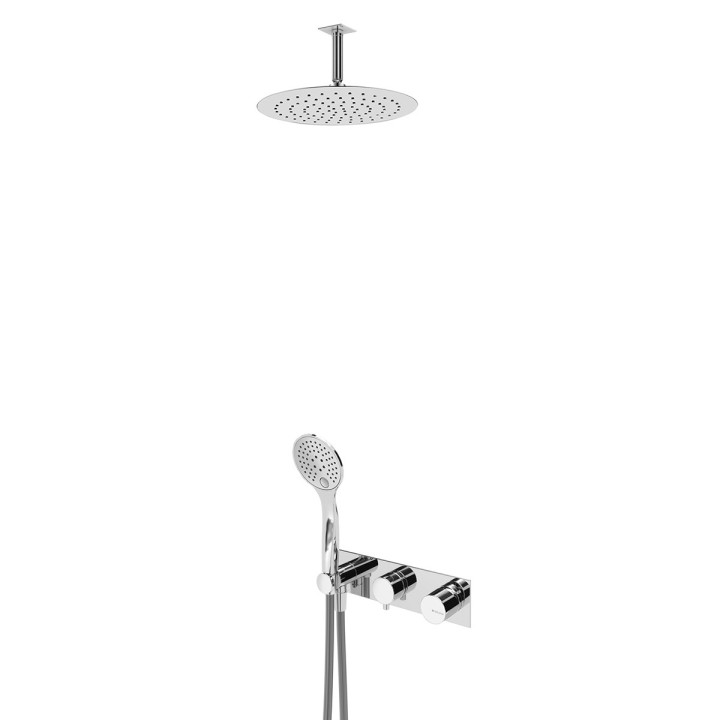 Zestaw natryskowy Bruma Lusa, podtynkowy, okrągła deszczownica 250mm, przyłącze sufitowe, słuchawka 3-funkcyjna, sunset