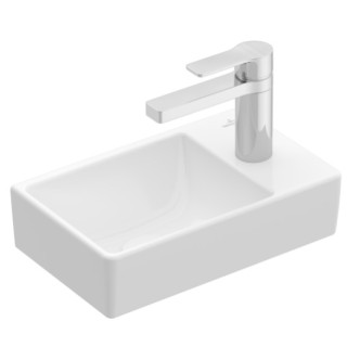 Umywalka meblowa mała Villeroy&Boch, 36x22cm, lewa, CeramicPlus, Weiss Alpin