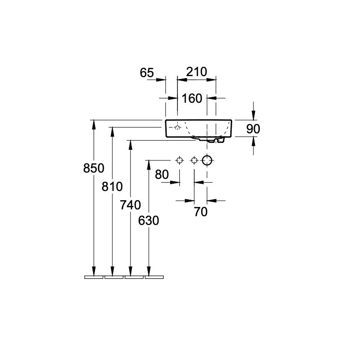 Umywalka meblowa mała Villeroy&Boch, 36x22cm, lewa, Weiss Alpin