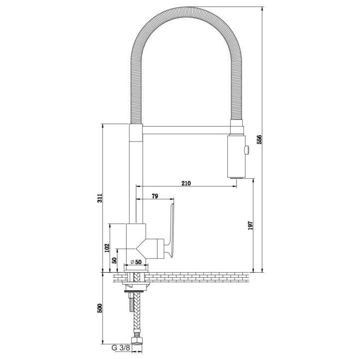 Bateria kuchenna Kohlman Experience, stojąca, wysokość 55,5cm, wyciągana wylewka, chrom
