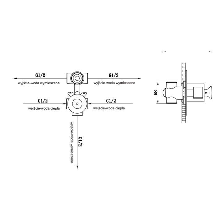 Bateria wannowa Kohlman Experience, podtynkowa, 2 wyjścia wody, chrom