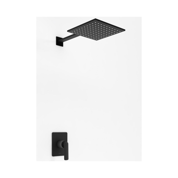 Podtynkowy zestaw prysznicowy Kohlman Experience, z deszczownicą okrągłą 25cm, 1 wyjście wody, czarny mat