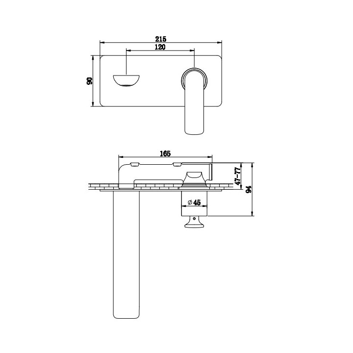 Bateria umywalkowa Kohlman Experience, podtynkowa, wylewka 185mm, chrom