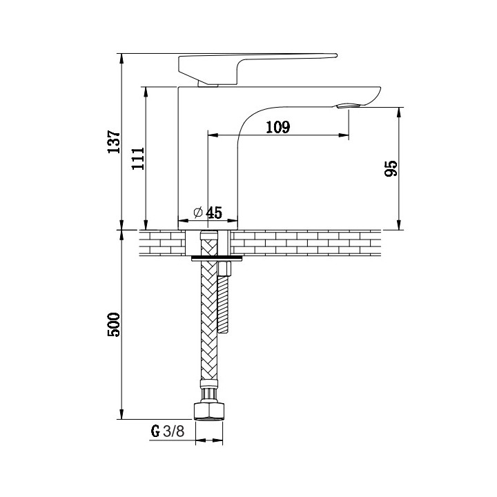 Bateria umywalkowa Kohlman Proxima, stojąca, wysokość 137mm, chrom