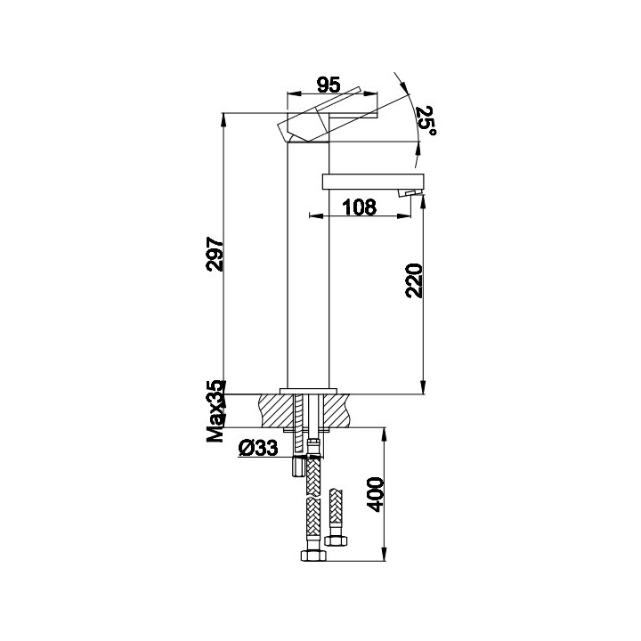Bateria umywalkowa Kohlman Gixs, stojąca, wysokość 150mm, korek automatyczny, chrom