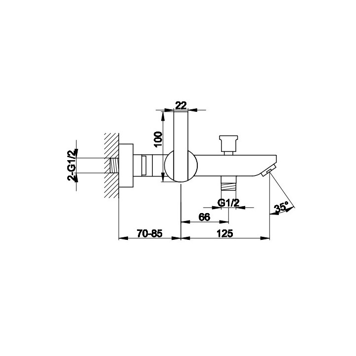 Bateria wannowa Kohlman Proxima, natynkowa, 2 wyjścia wody, chrom