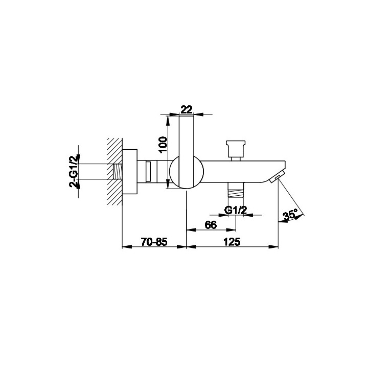 Bateria wannowa Kohlman Gixs, natynkowa, 2 wyjścia wody, chrom