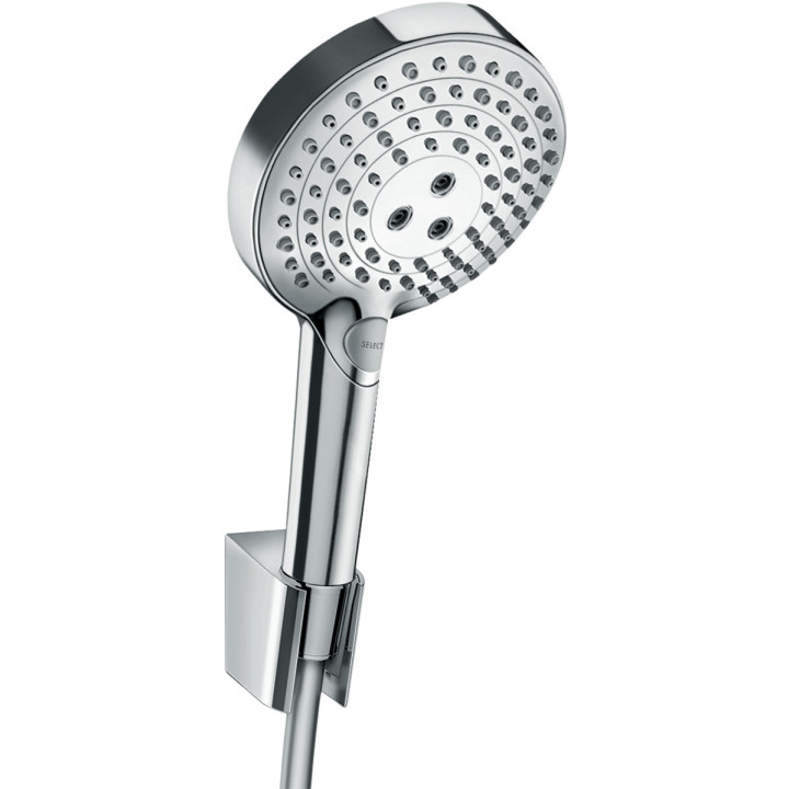 Punktowy zestaw prysznicowy Hansgrohe Raindance Select S, 120 3jet, słuchawka 3-funkcyjna z uchwytem i wężem 160cm, chrom