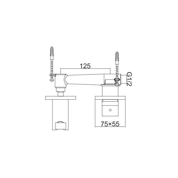 Bateria bidetowa Kohlman Axis, podtynkowa, 2-otworowa, chrom