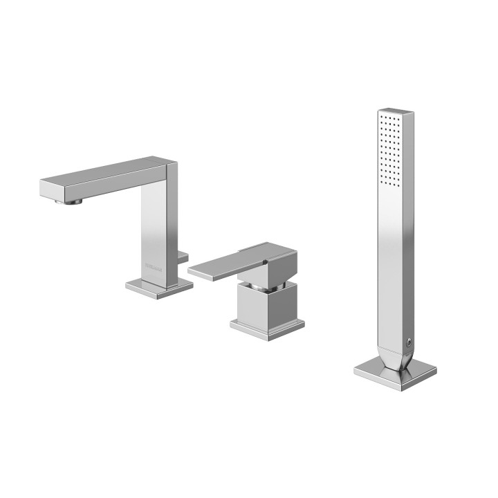 Bateria wannowa 3-otworowa Kohlman Gixs, stojąca, obracana wylewka, chrom