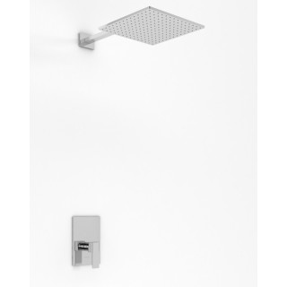 Zestaw wannowy Kohlman Excelent, podtynkowy, kwadratowa deszczownica 20cm, 3 wyjścia wody, chrom