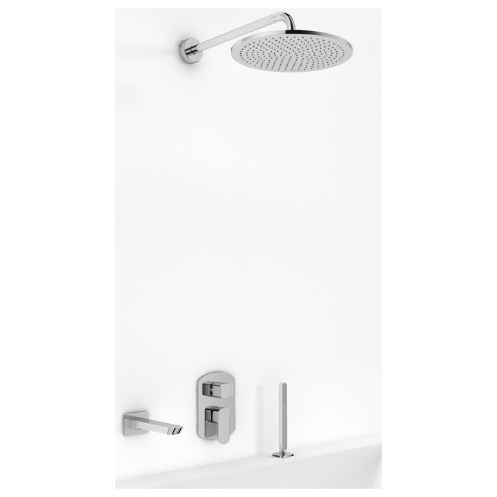 Zestaw wannowy Kohlman Foxal, podtynkowy, kwadratowa deszczownica 20cm, 3 wyjścia wody, chrom