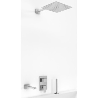 Zestaw wannowy Kohlman Saxo, podtynkowy, kwadratowa deszczownica 20cm, 3 wyjścia wody, chrom