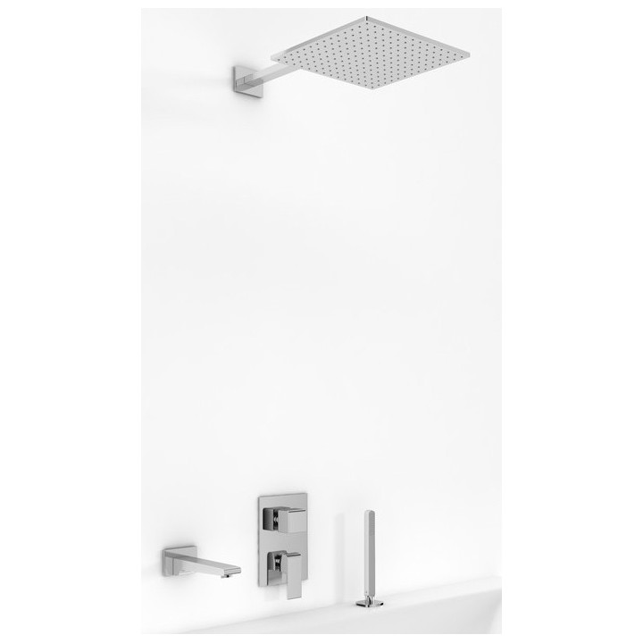 Zestaw wannowy Kohlman Saxo, podtynkowy, kwadratowa deszczownica 20cm, 3 wyjścia wody, chrom