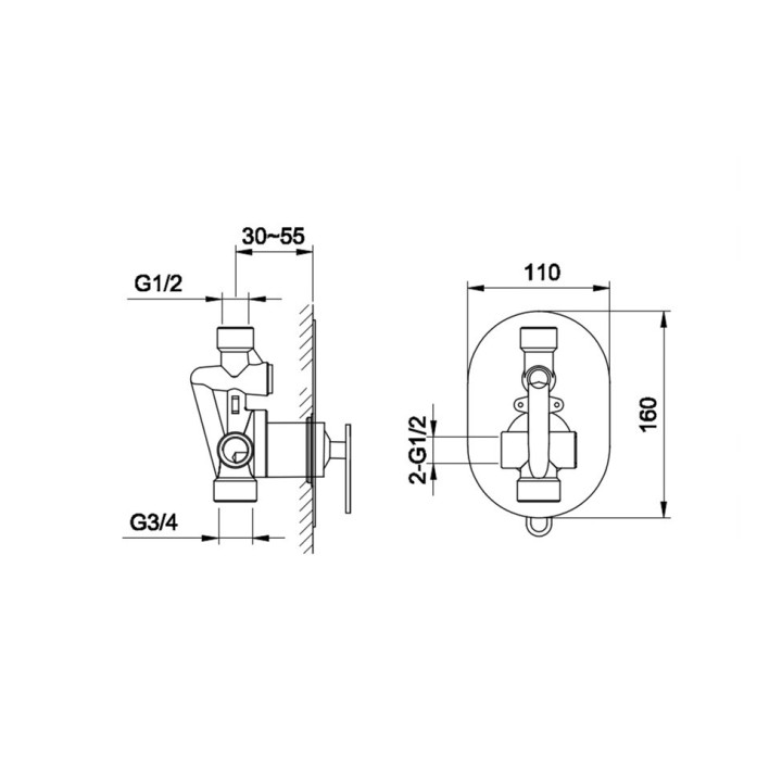 Bateria prysznicowa Kohlman Gixs, podtynkowa, 1 wyjście wody, chrom