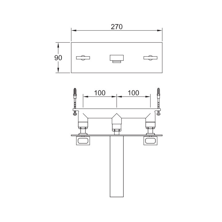 Bateria umywalkowa Kohlman Excelent, podtynkowa, 2-uchwytowa, wylewka 20cm, chrom