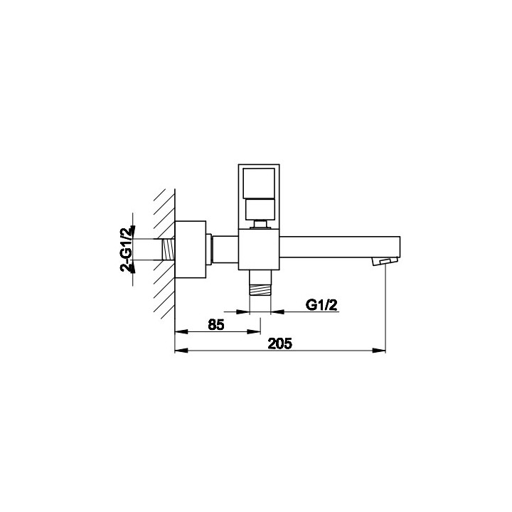 Bateria wannowa Kohlman Boxine, natynkowa, 2 wyjścia wody, chrom