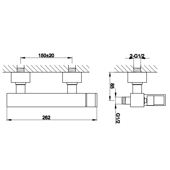 Bateria prysznicowa Kohlman Boxine, natynkowa, 1 wyjście wody, chrom
