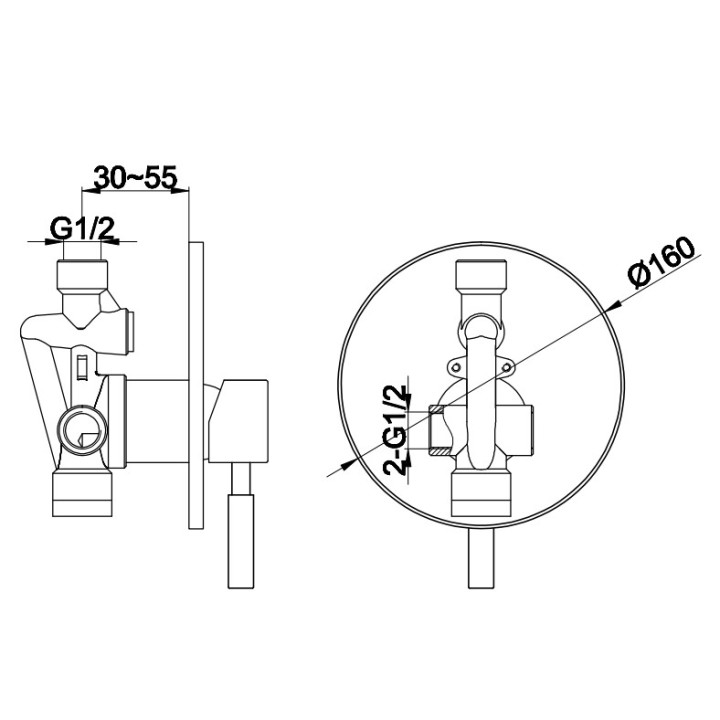 Bateria prysznicowa Kohlman Boxine, podtynkowa, 1 wyjście wody, chrom